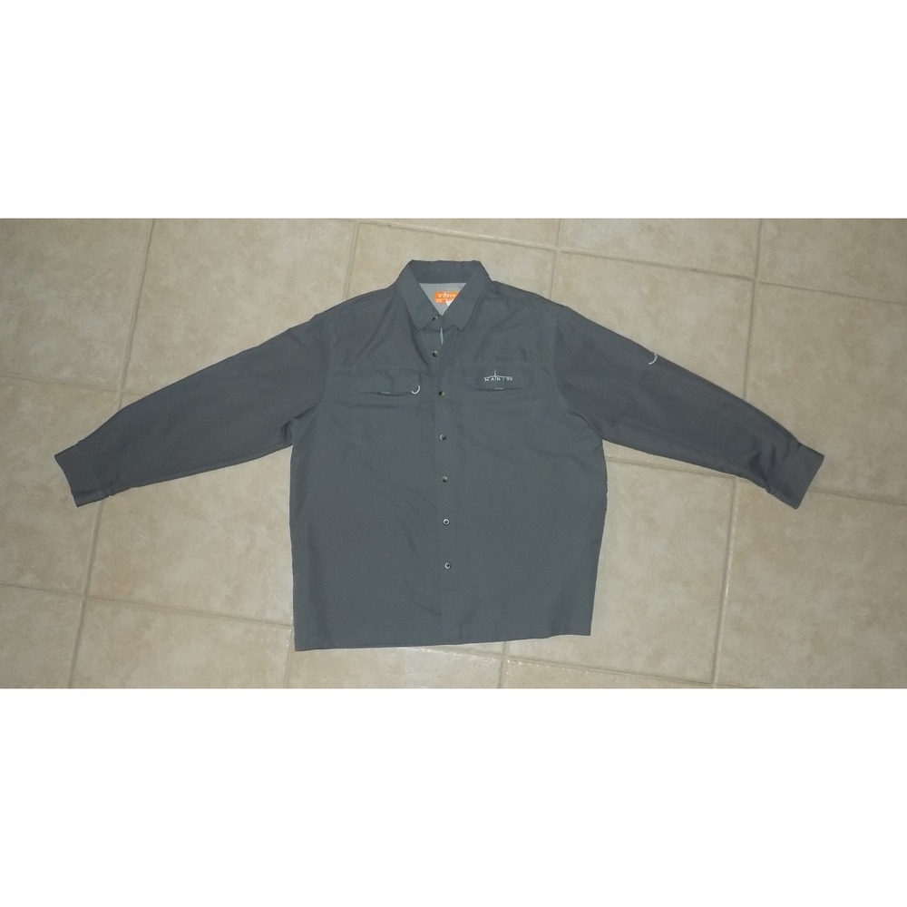 Habit Fishing Shirt Mens XL Gray Long Sleeve Button Down Performance Vent